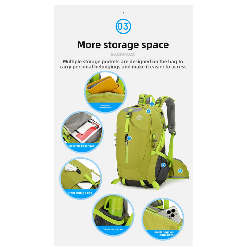 حقيبة ظهر AZELA سعة 36-55 لتر  - مراجعة Outdoor Adventure Backpack وسعره